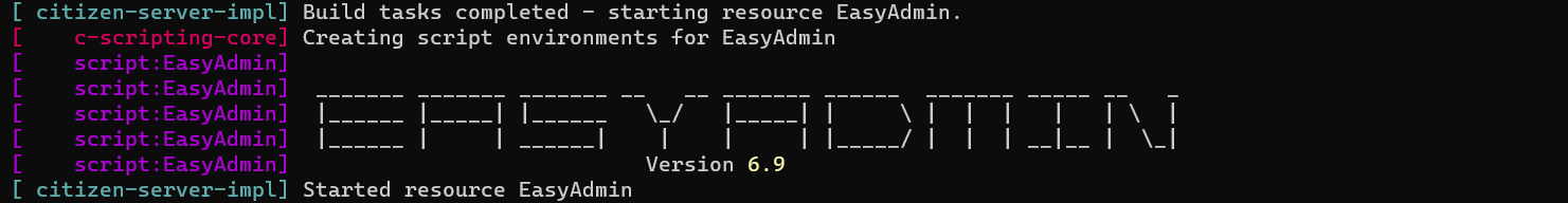 EasyAdmin started